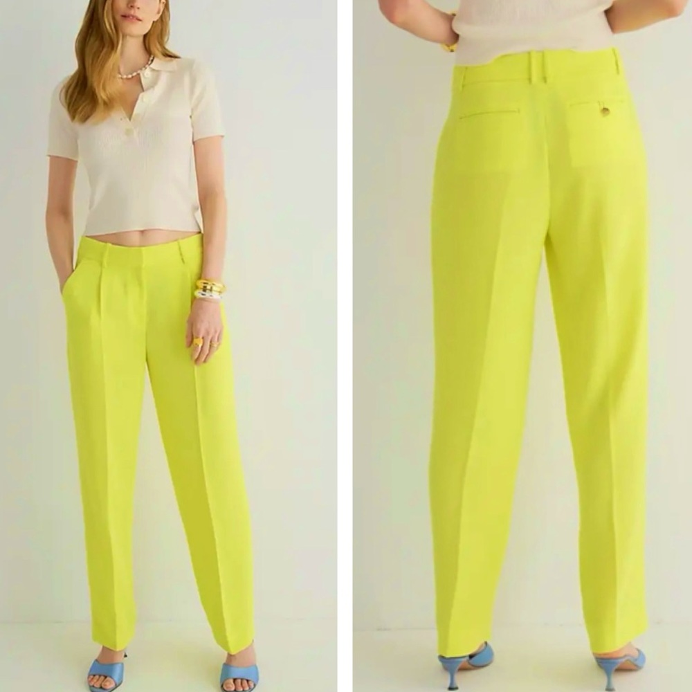 NWT J. Crew • Essential Trouser Wide Leg Pant in City Crepe in Lemon Sorbet